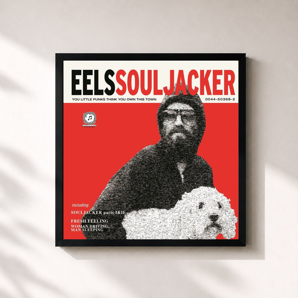 #noir Souljacker de Eels en lámina cuadrada enmarcada, marco negro de 32x32 cm