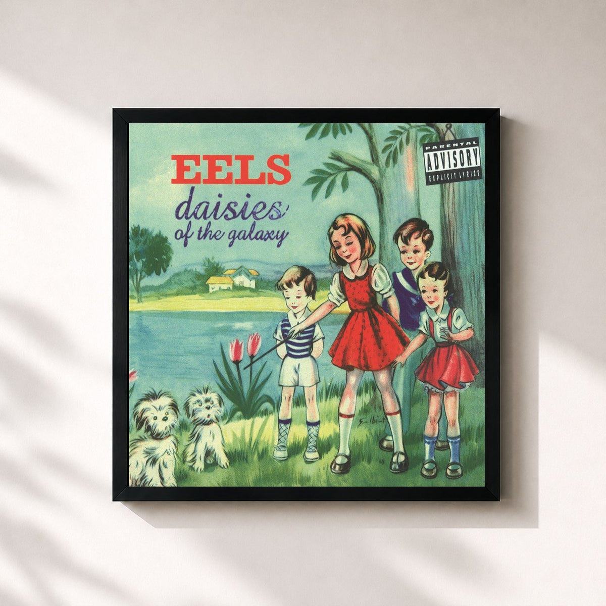 #noir Daisies Of The Galaxy de Eels en lámina cuadrada enmarcada, marco negro de 32x32 cm