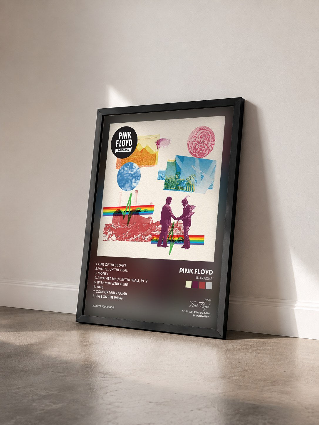 #noir Tableau de l'album 8-Tracks de Pink Floyd vu de trois quarts, cadre noir