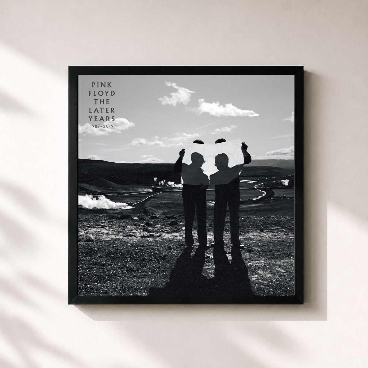 #noir Tableau carré de l'album The Later Years 1987-2019 de Pink Floyd, cadre noir 32x32 cm