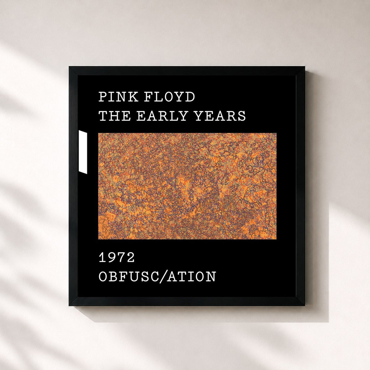 #noir Tableau carré de l'album 1972 Obfusc/ation de Pink Floyd, cadre noir 32x32 cm