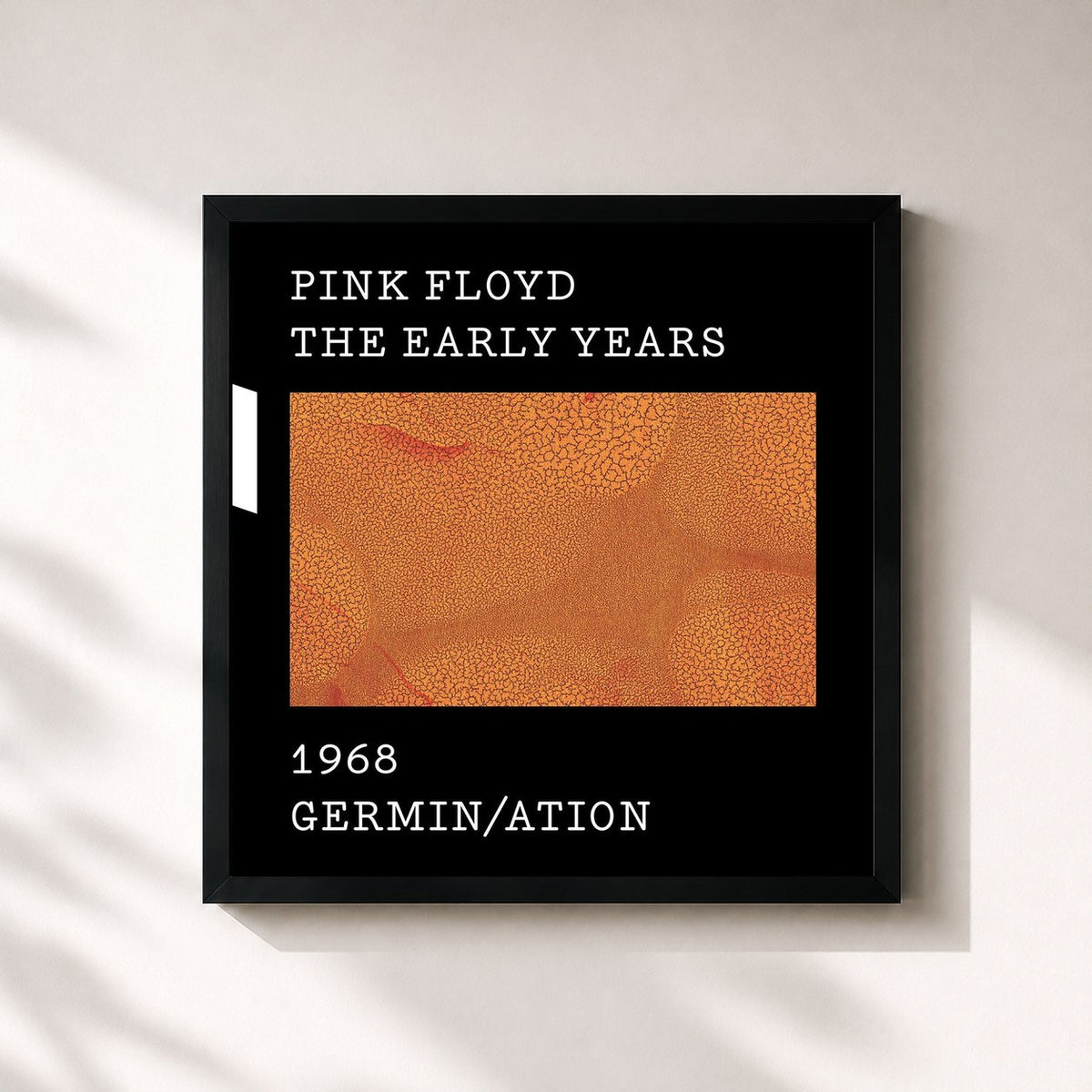 #noir Tableau carré de l'album 1968 Germin/ation de Pink Floyd, cadre noir 32x32 cm