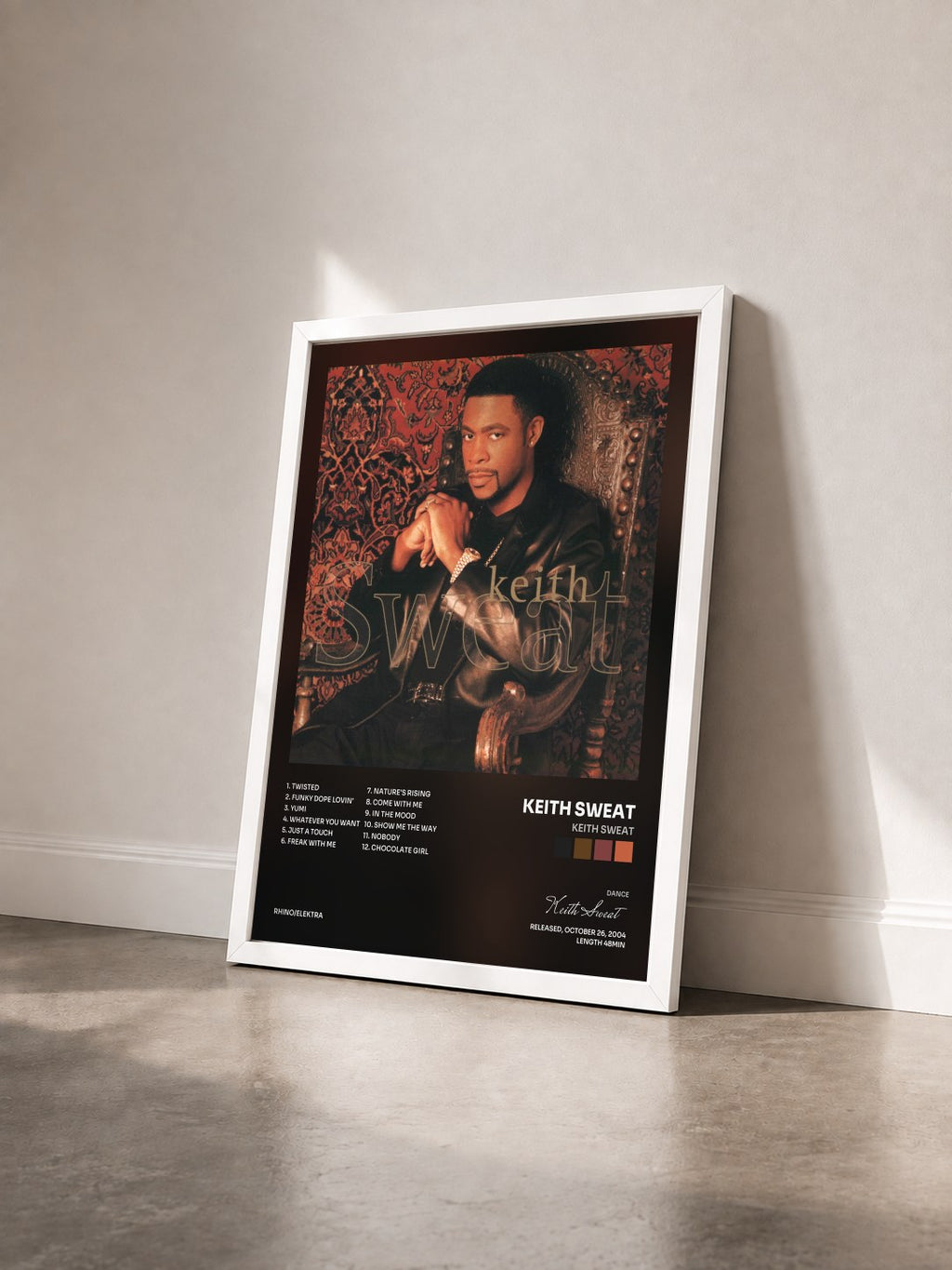 #blanc Keith Sweat von Keith Sweat als gerahmter Kunstdruck von schräg gesehen, weißer Rahmen