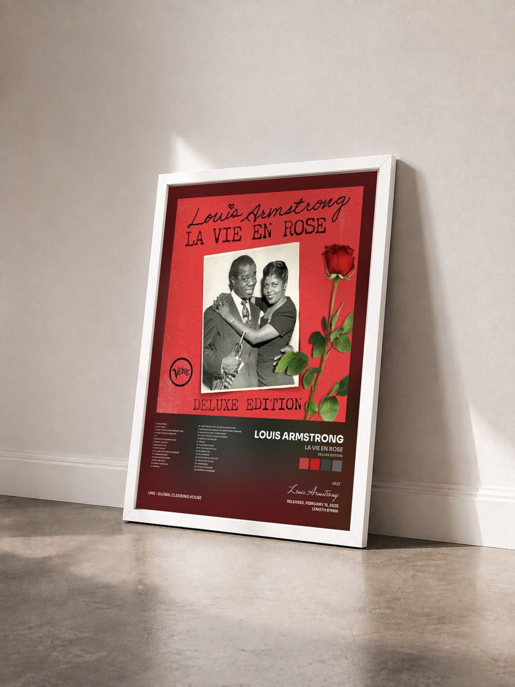 #blanc Tableau de l'album La Vie En Rose (Deluxe Edition) de Louis Armstrong vu de trois quarts, cadre blanc