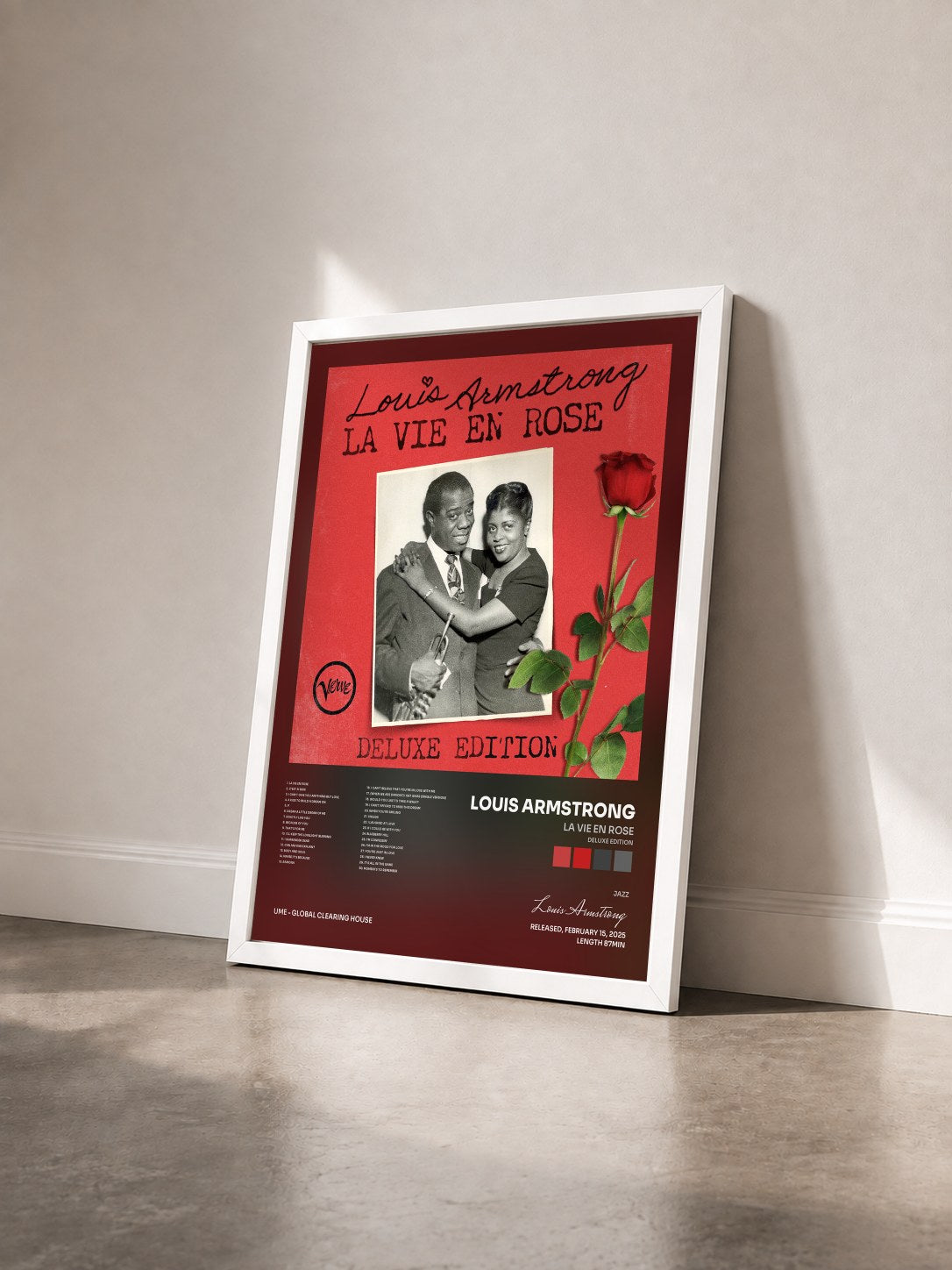 #blanc Tableau de l'album La Vie En Rose (Deluxe Edition) de Louis Armstrong vu de trois quarts, cadre blanc