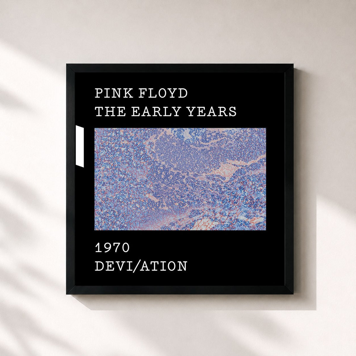 #noir Tableau carré de l'album 1970 Devi/ation de Pink Floyd, cadre noir 32x32 cm