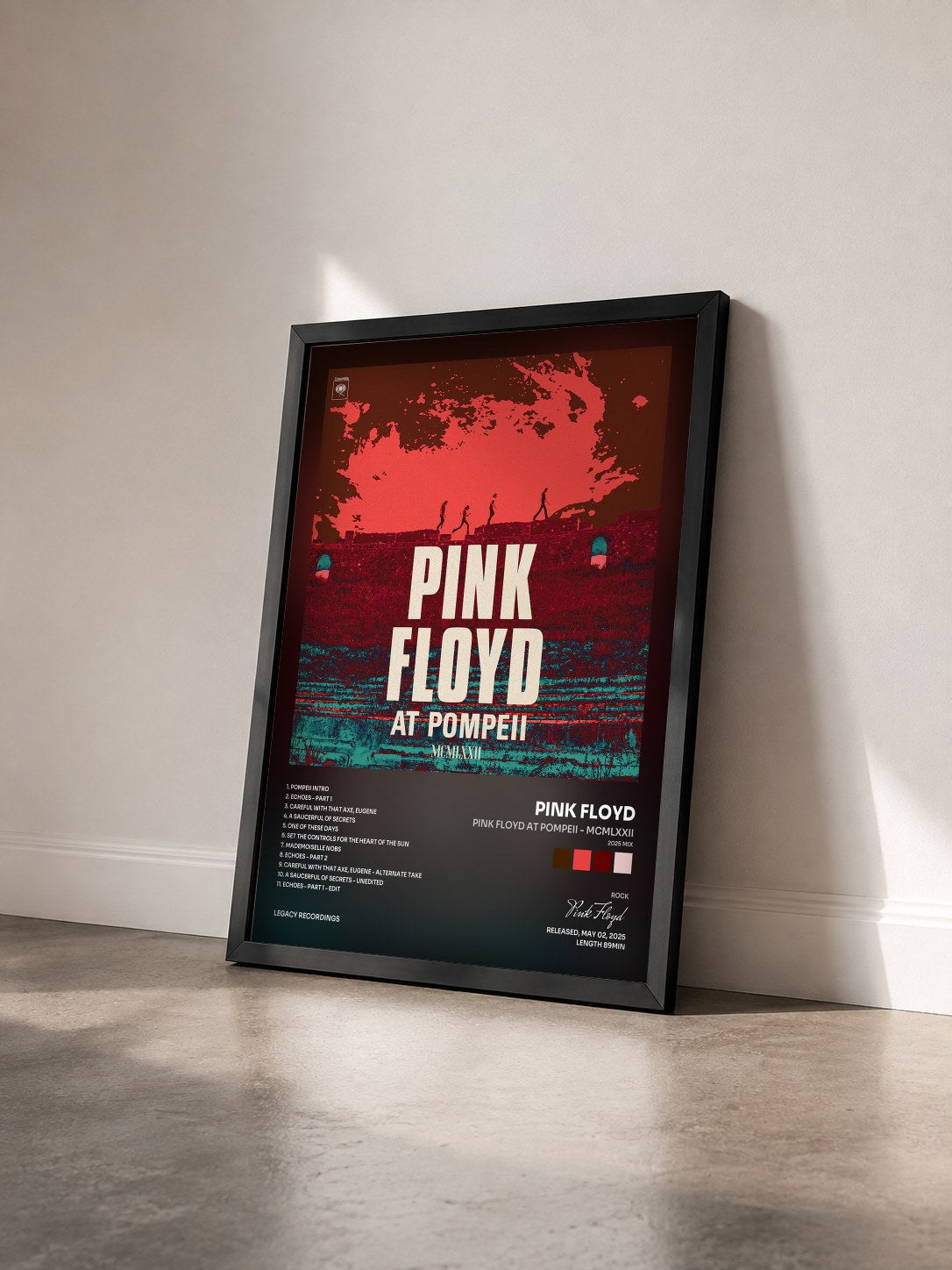 #noir Tableau de l'album Pink Floyd at Pompeii - MCMLXXII (2025 Mix) de Pink Floyd vu de trois quarts, cadre noir
