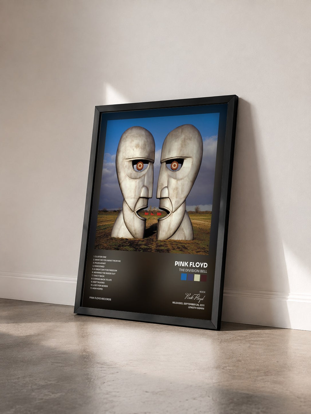 #noir Tableau de l'album The Division Bell de Pink Floyd vu de trois quarts, cadre noir