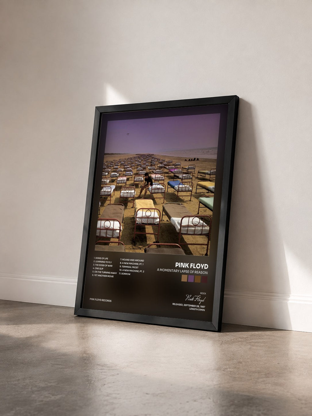 #noir Tableau de l'album A Momentary Lapse of Reason de Pink Floyd vu de trois quarts, cadre noir
