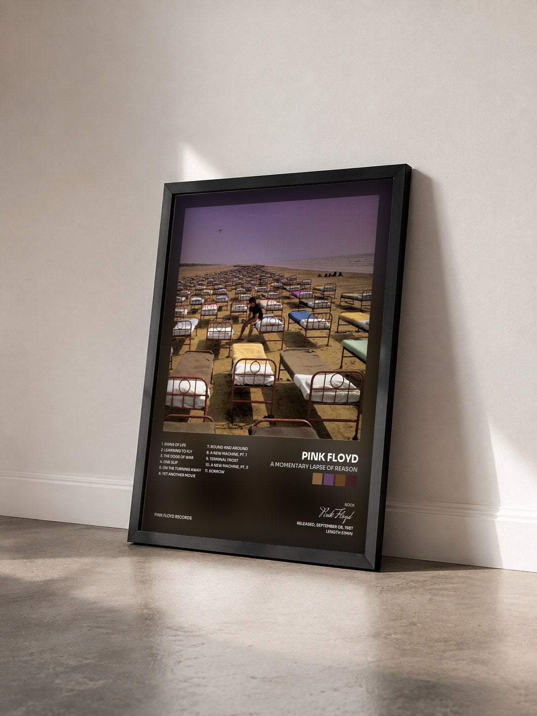 #noir Tableau de l'album A Momentary Lapse of Reason de Pink Floyd vu de trois quarts, cadre noir