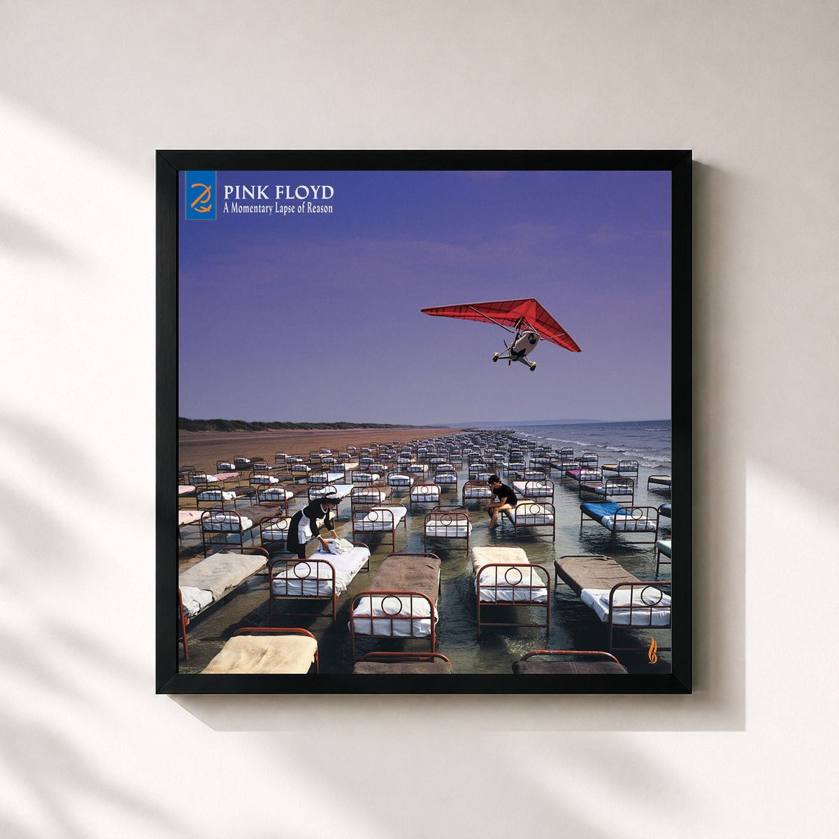 #noir Tableau carré de l'album A Momentary Lapse of Reason (2019 Remix) de Pink Floyd, cadre noir 32x32 cm
