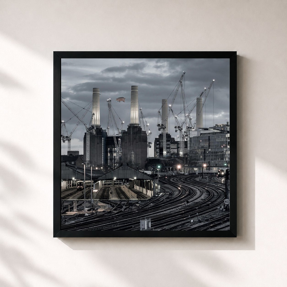 #noir Tableau carré de l'album Animals (2018 Remix) de Pink Floyd, cadre noir 32x32 cm