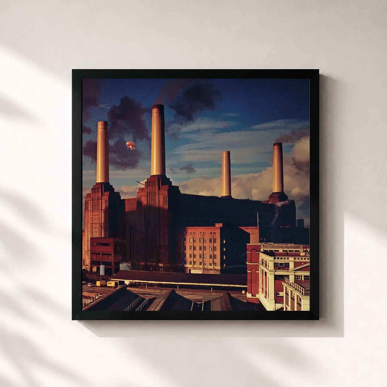 #noir Tableau carré de l'album Animals de Pink Floyd, cadre noir 32x32 cm