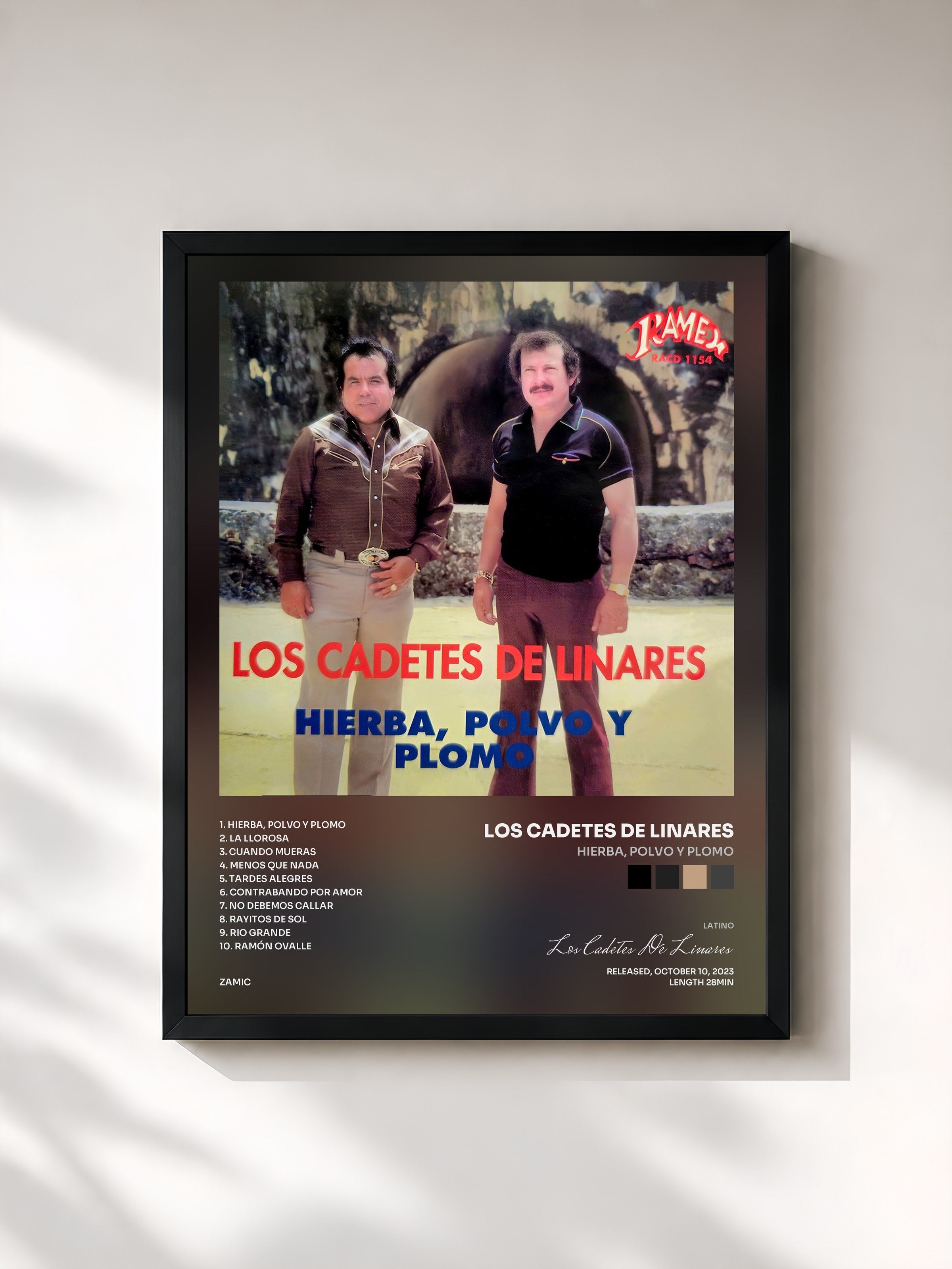 #noir Tableau de l'album Hierba, Polvo y Plomo de Los Cadetes De Linares, cadre noir, imprimé et encadré en France
