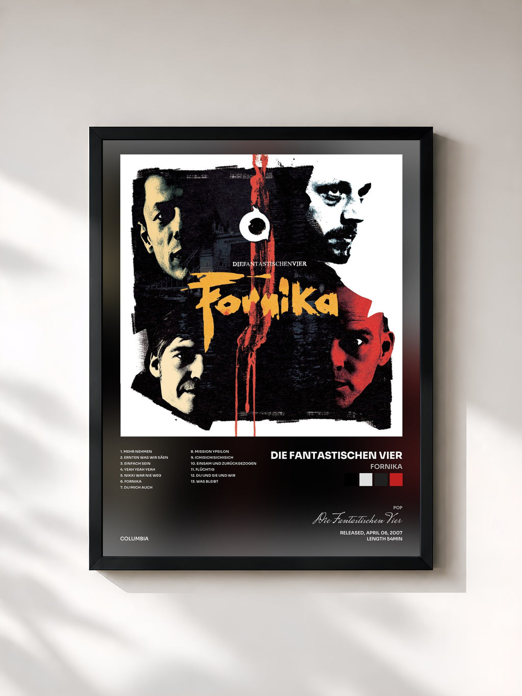 #noir Tableau de l'album Fornika de Die Fantastischen Vier, cadre noir, imprimé et encadré en France