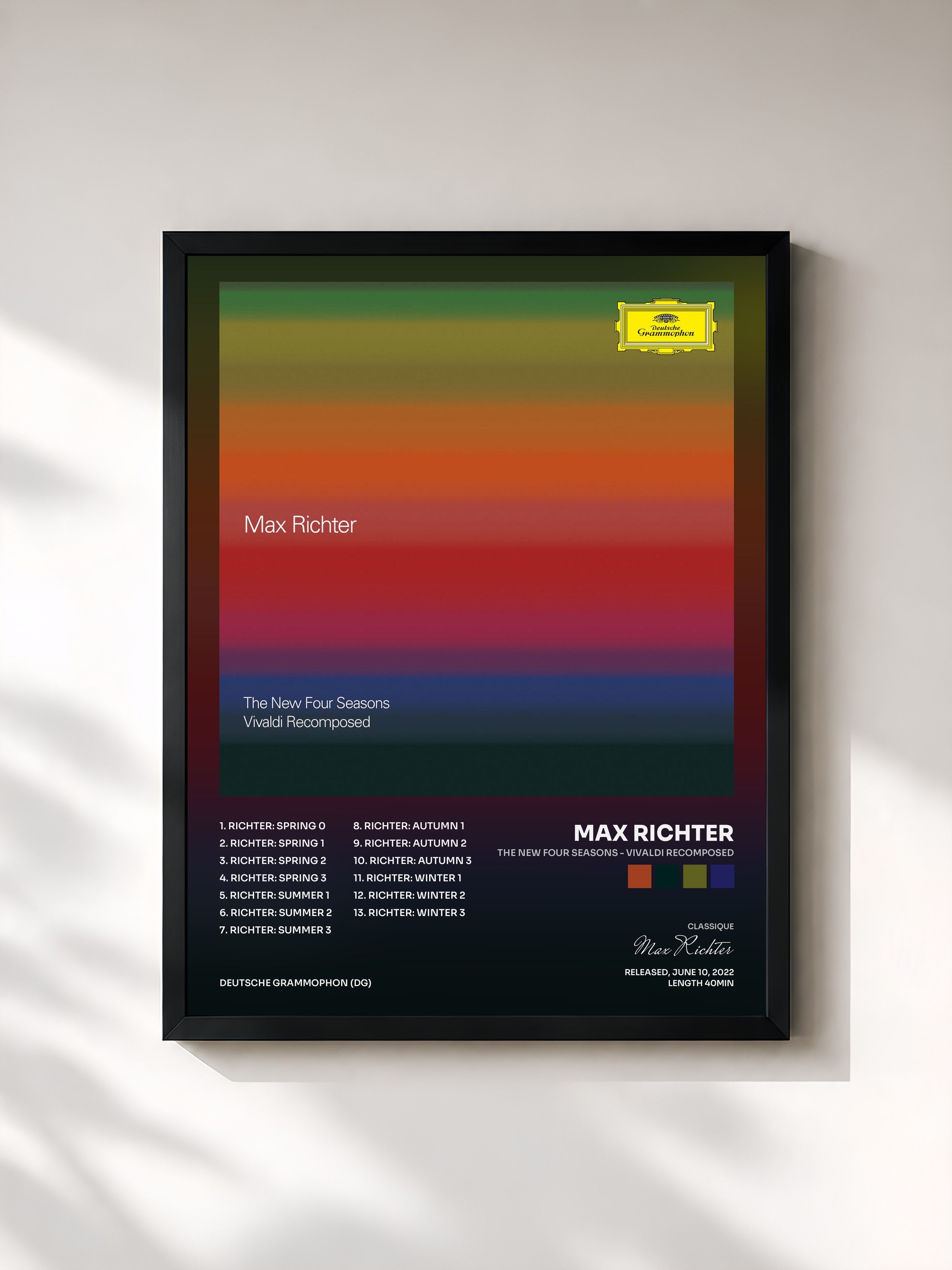 #noir Tableau de l'album The New Four Seasons - Vivaldi Recomposed de Max Richter, cadre noir, imprimé et encadré en France