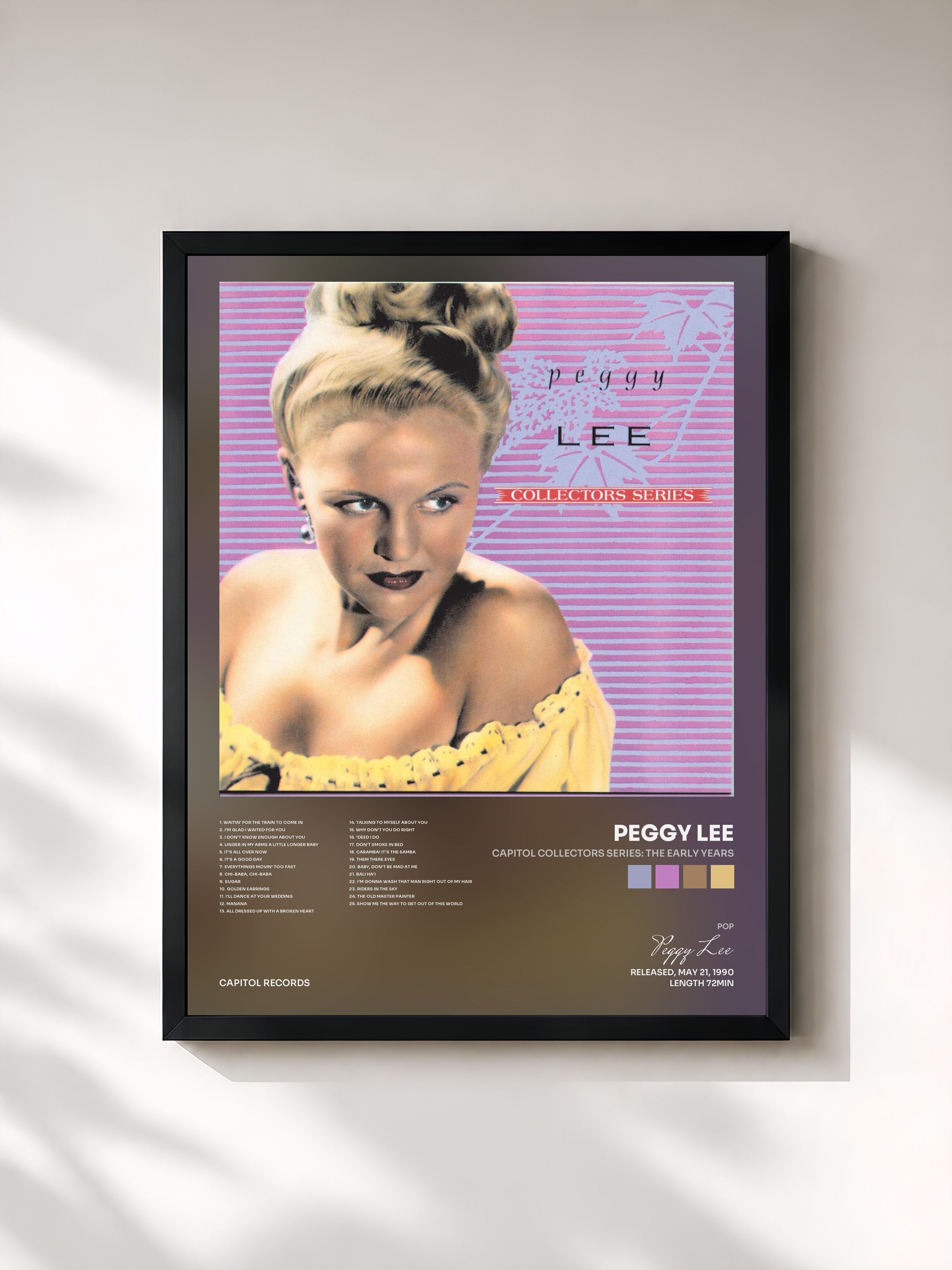 #noir Tableau de l'album Capitol Collectors Series: The Early Years de Peggy Lee, cadre noir, imprimé et encadré en France