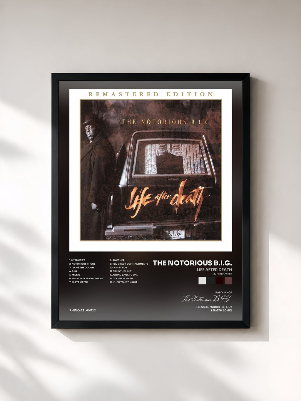 #noir Tableau de l'album Life After Death (2014 Remaster) de The Notorious B.I.G., cadre noir, imprimé et encadré en France