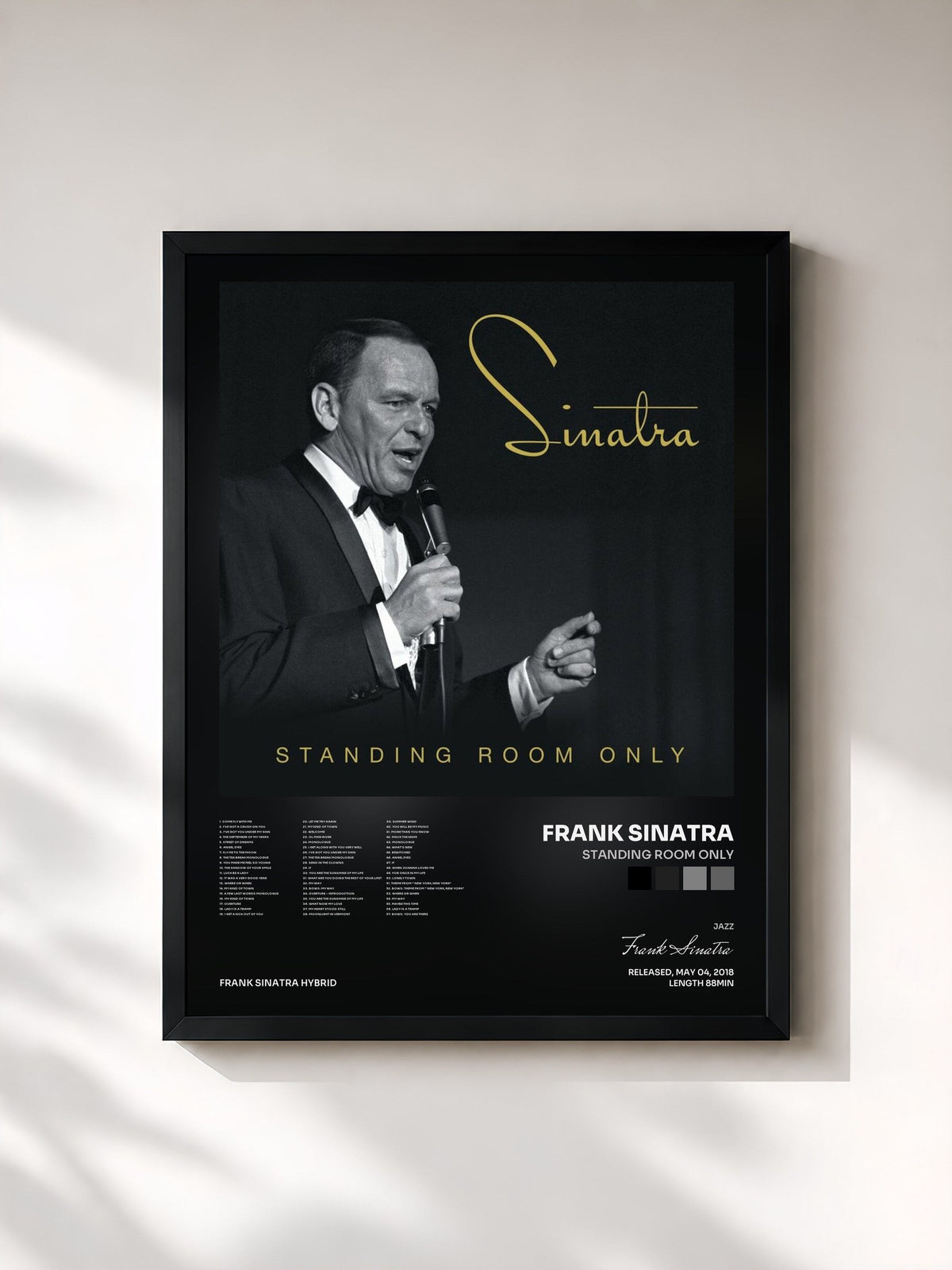 #noir Tableau de l'album Standing Room Only de Frank Sinatra, cadre noir, imprimé et encadré en France