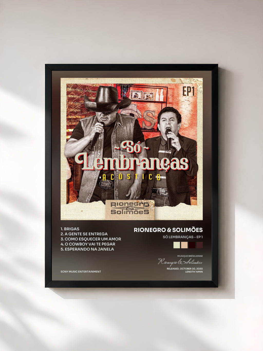 #noir Tableau de l'album Só Lembranças - EP 1 de Rionegro & Solimões, cadre noir, imprimé et encadré en France