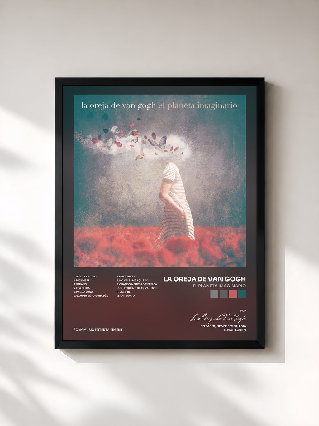 #noir Tableau de l'album El Planeta Imaginario de La Oreja de Van Gogh, cadre noir, imprimé et encadré en France