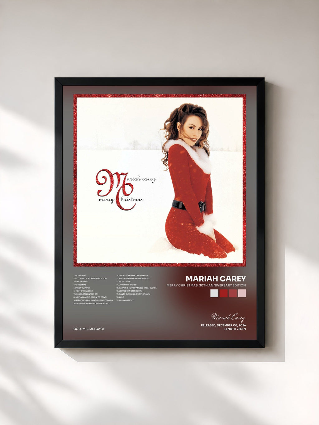 #noir Tableau de l'album Merry Christmas: 30th Anniversary Edition de Mariah Carey, cadre noir, imprimé et encadré en France