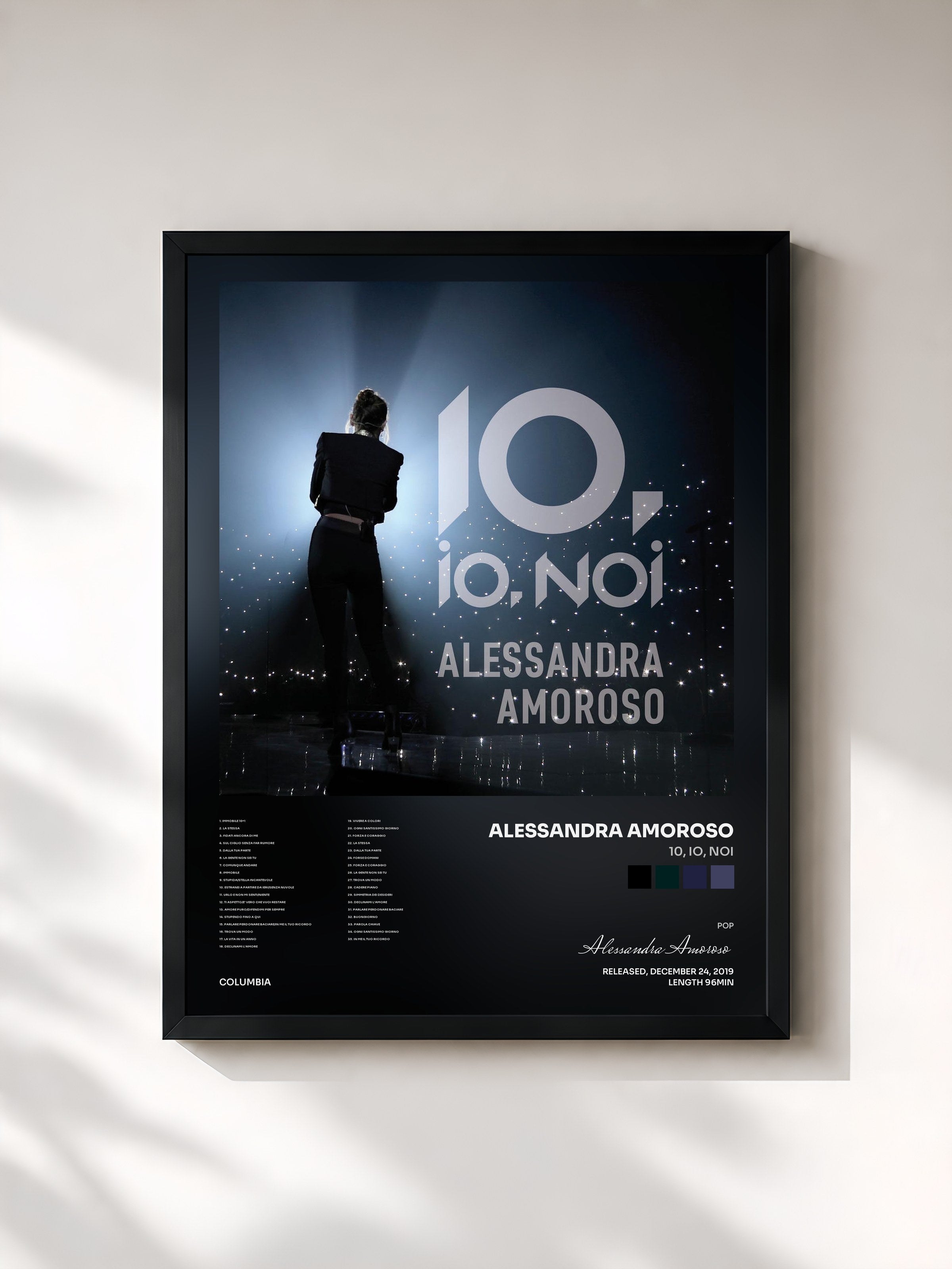 #noir Tableau de l'album 10, IO, NOI de Alessandra Amoroso, cadre noir, imprimé et encadré en France