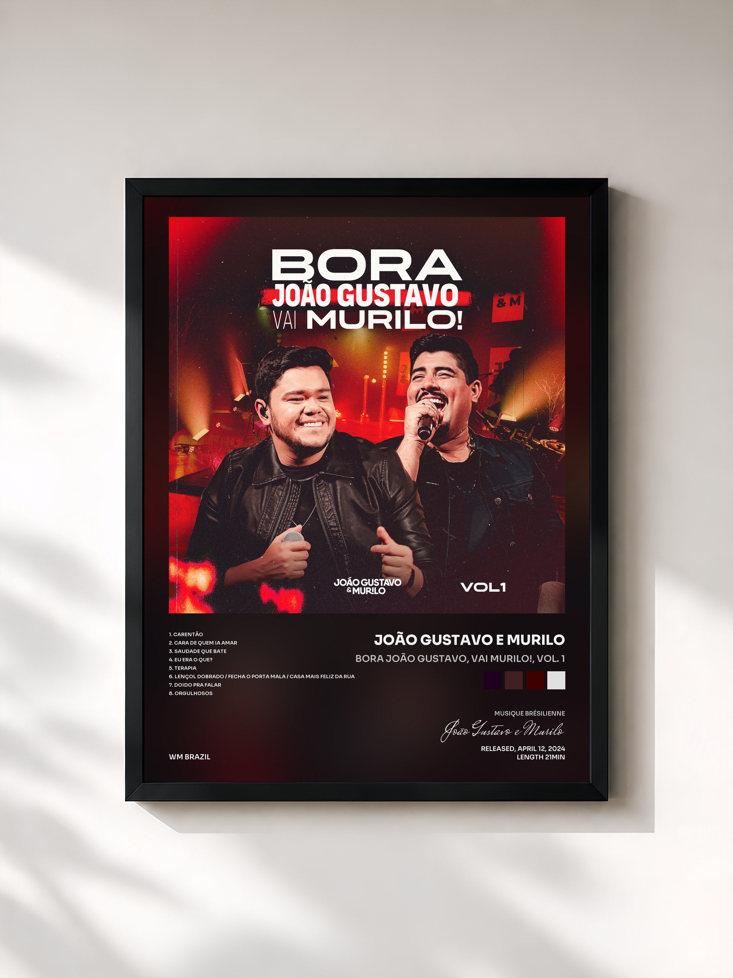 #noir Tableau de l'album Bora João Gustavo, Vai Murilo!, Vol. 1 de João Gustavo e Murilo, cadre noir, imprimé et encadré en France