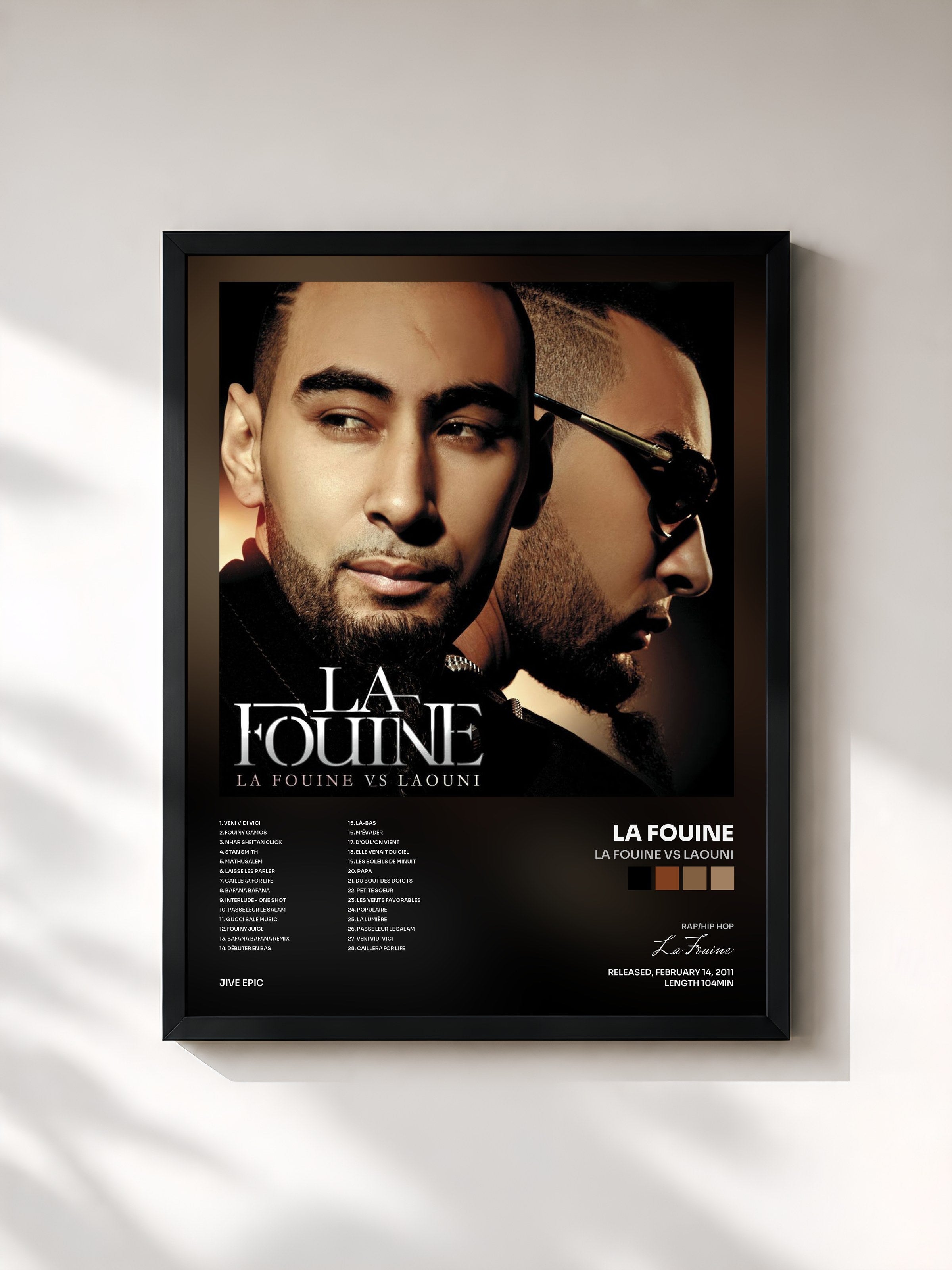 #noir Tableau de l'album La Fouine vs Laouni de La Fouine, cadre noir, imprimé et encadré en France