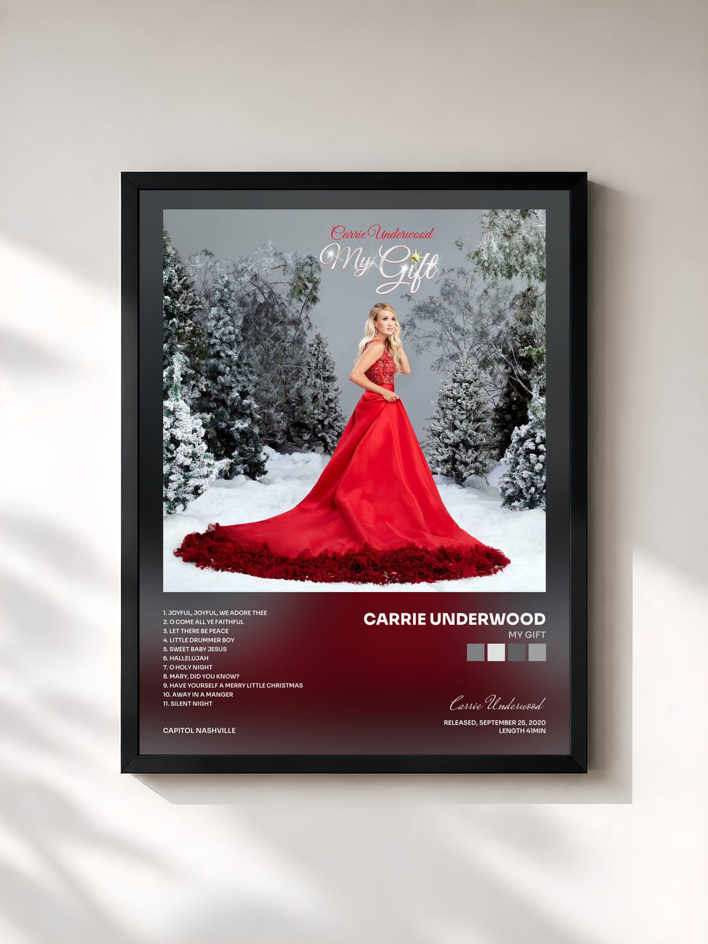 #noir Tableau de l'album My Gift de Carrie Underwood, cadre noir, imprimé et encadré en France