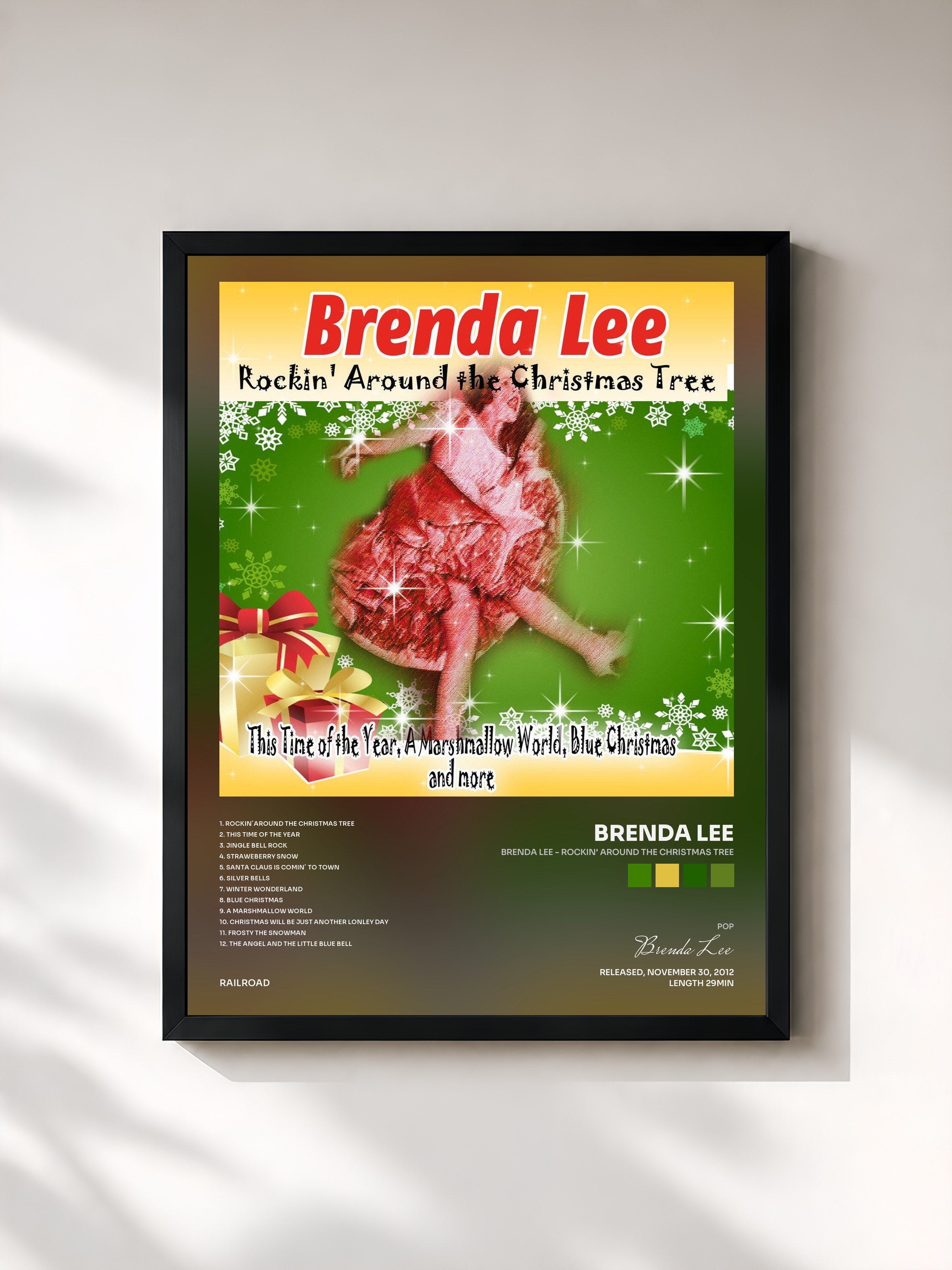 #noir Tableau de l'album Brenda Lee - Rockin' Around the Christmas Tree de Brenda Lee, cadre noir, imprimé et encadré en France
