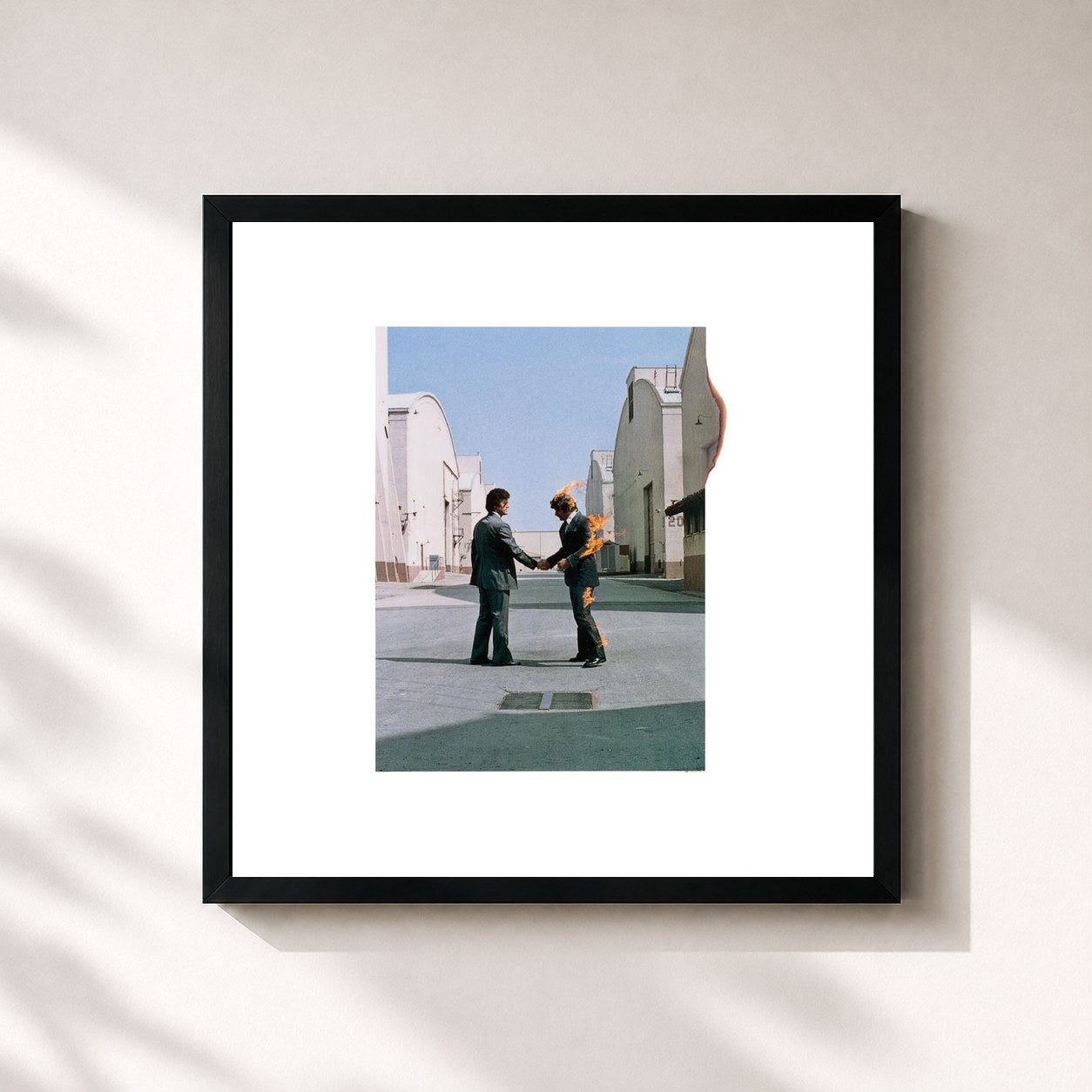 #noir Tableau carré de l'album Wish You Were Here de Pink Floyd, cadre noir 32x32 cm