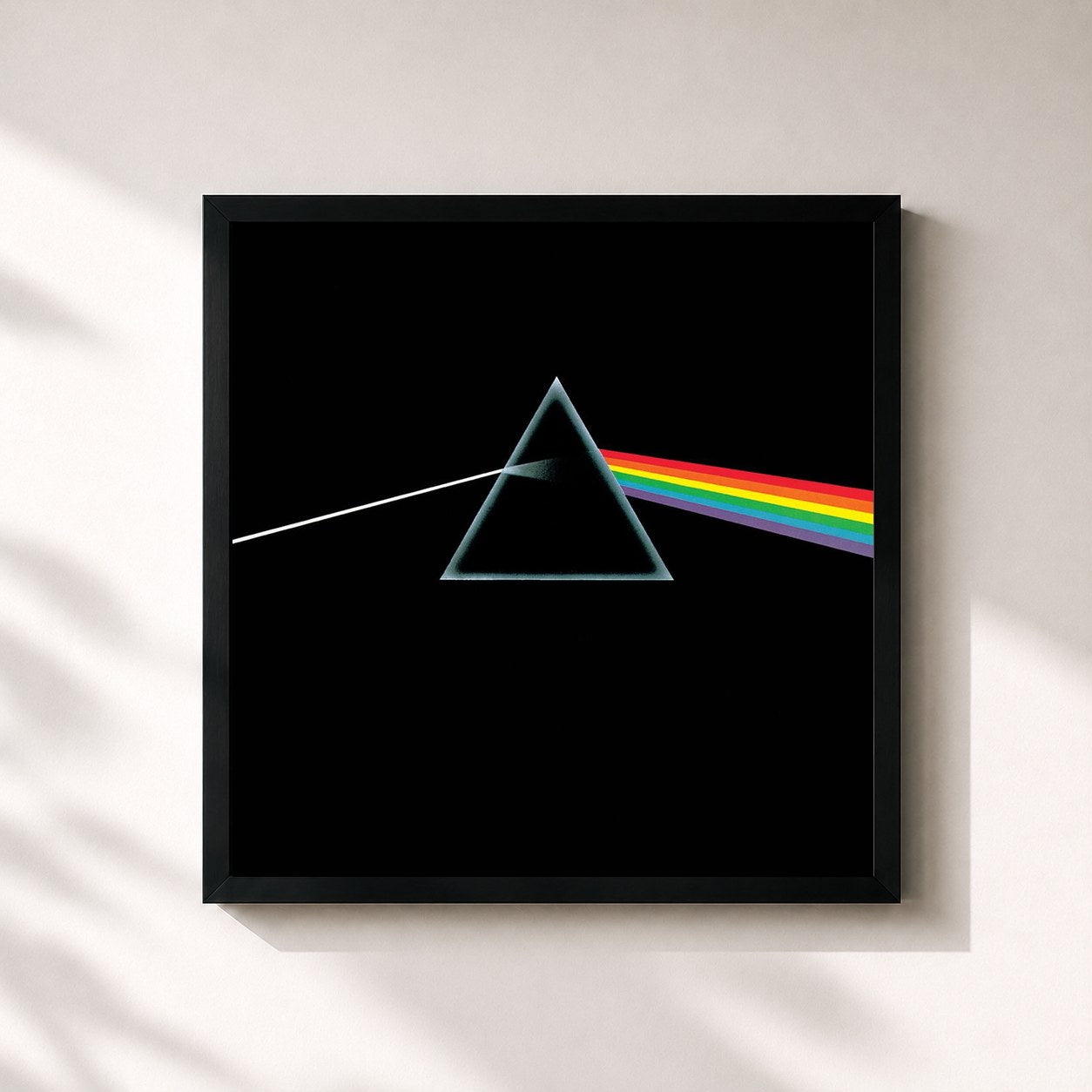 #noir Tableau carré de l'album The Dark Side of the Moon de Pink Floyd, cadre noir 32x32 cm