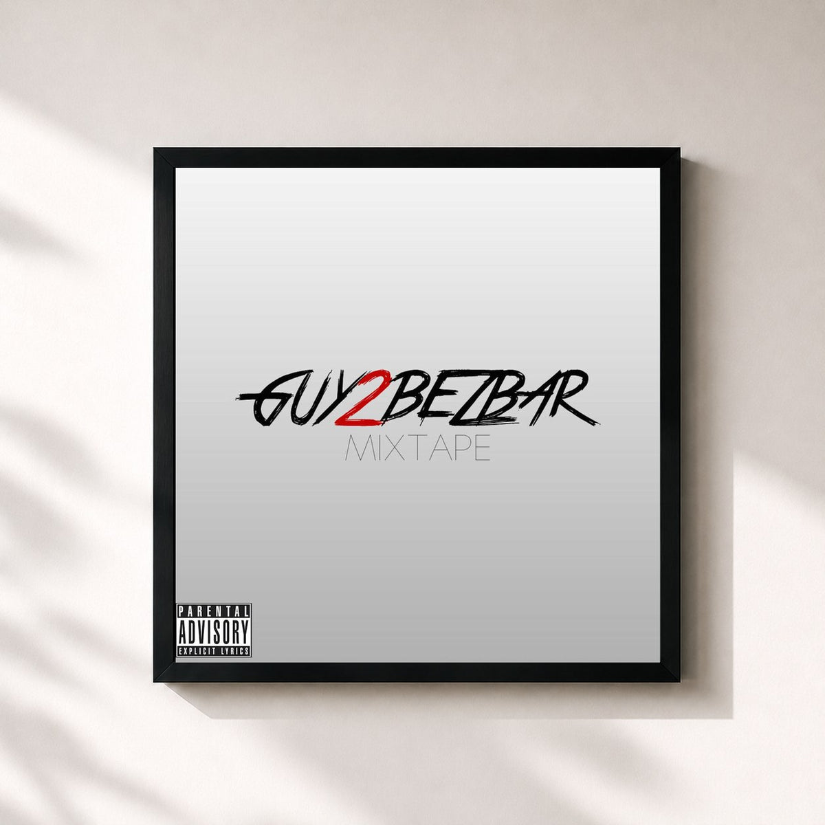 #noir Tableau carré de l'album Mixtape de Guy2bezbar, cadre noir 32x32 cm