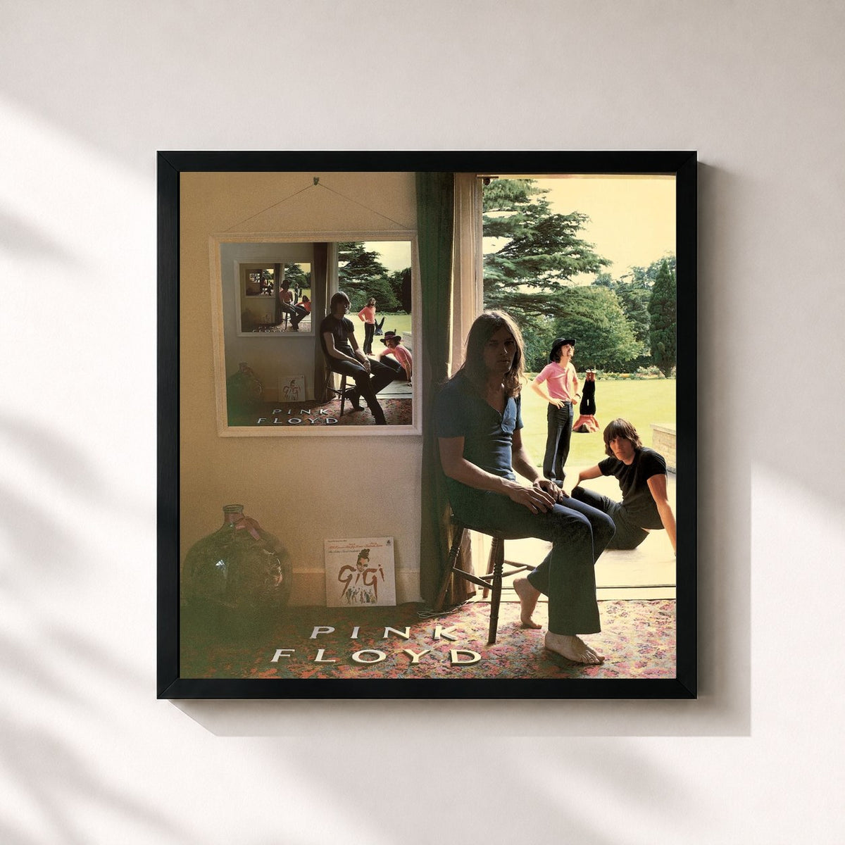 #noir Tableau carré de l'album Ummagumma de Pink Floyd, cadre noir 32x32 cm