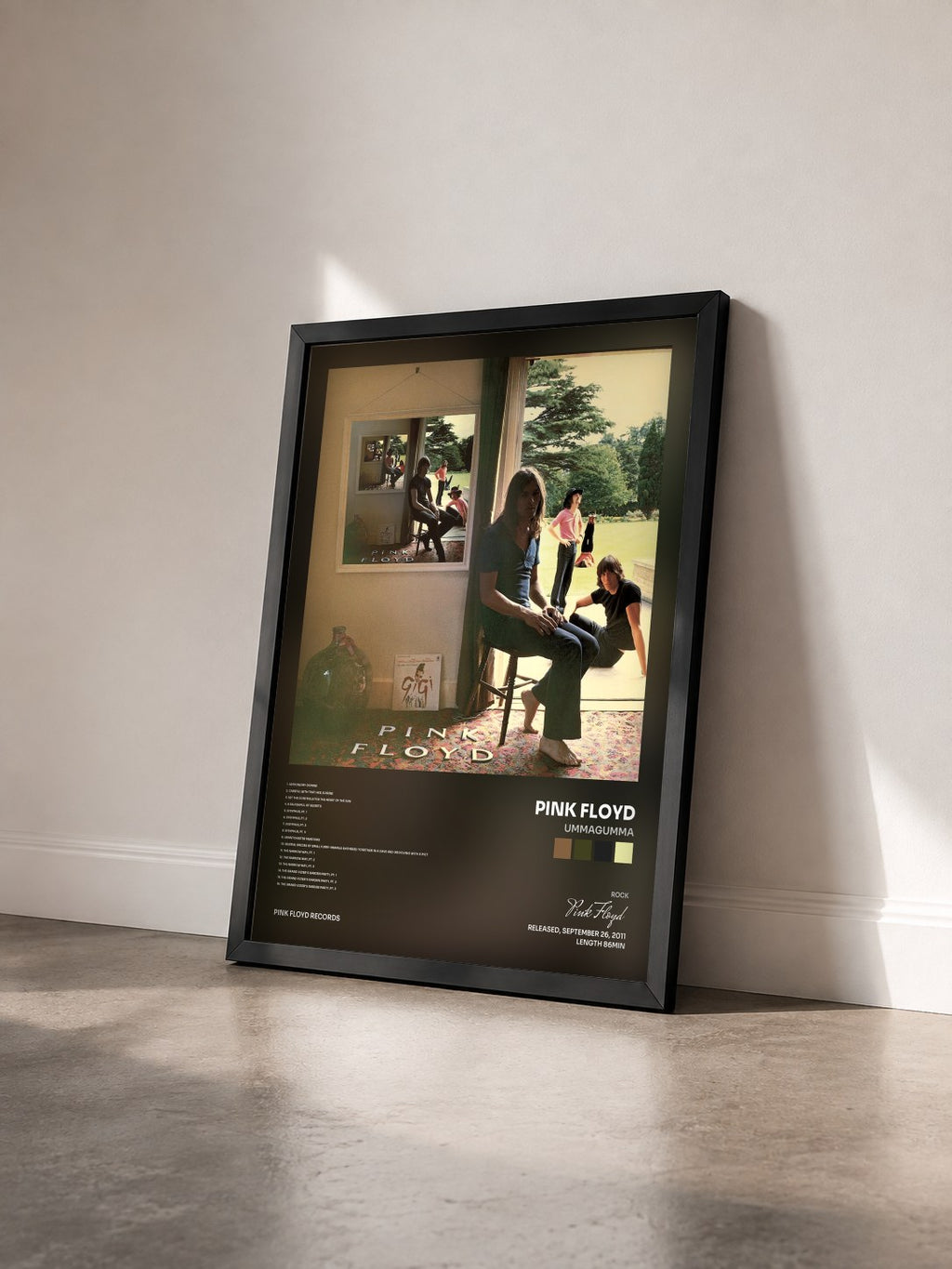 #noir Tableau de l'album Ummagumma de Pink Floyd vu de trois quarts, cadre noir