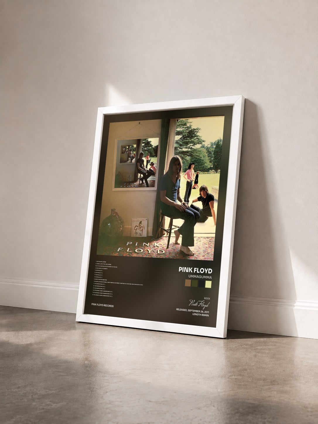 #blanc Tableau de l'album Ummagumma de Pink Floyd vu de trois quarts, cadre blanc