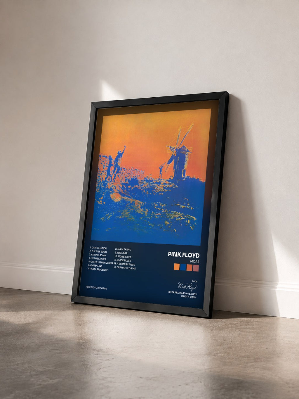 #noir More di Pink Floyd in stampa incorniciata vista di tre quarti, cornice nera