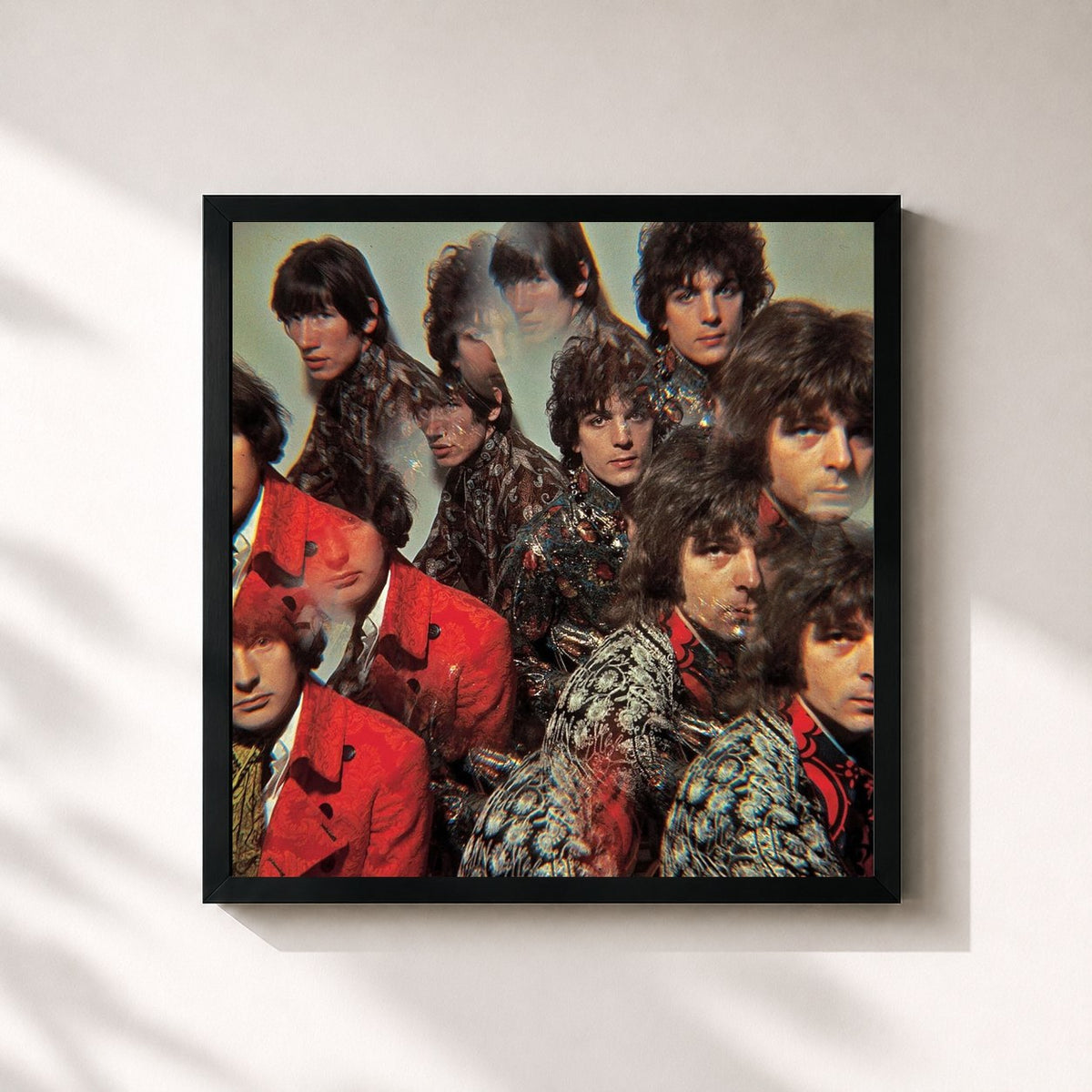 #noir Tableau carré de l'album The Piper at the Gates of Dawn de Pink Floyd, cadre noir 32x32 cm