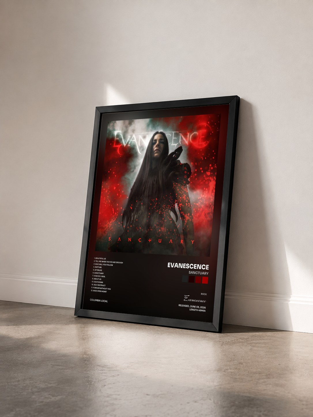#noir Tableau de l'album Sanctuary de Evanescence vu de trois quarts, cadre noir