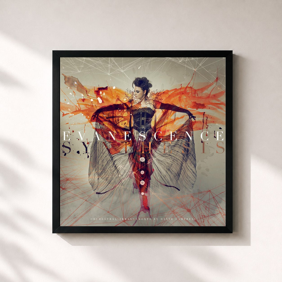 #noir Tableau carré de l'album Synthesis de Evanescence, cadre noir 32x32 cm