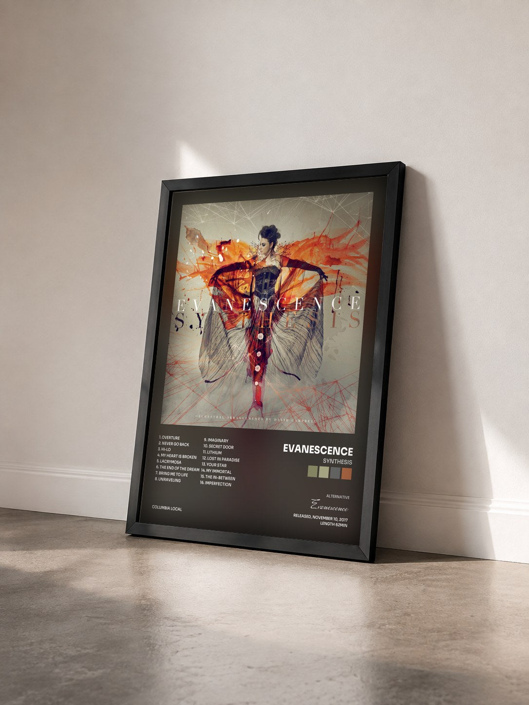 #noir Tableau de l'album Synthesis de Evanescence vu de trois quarts, cadre noir