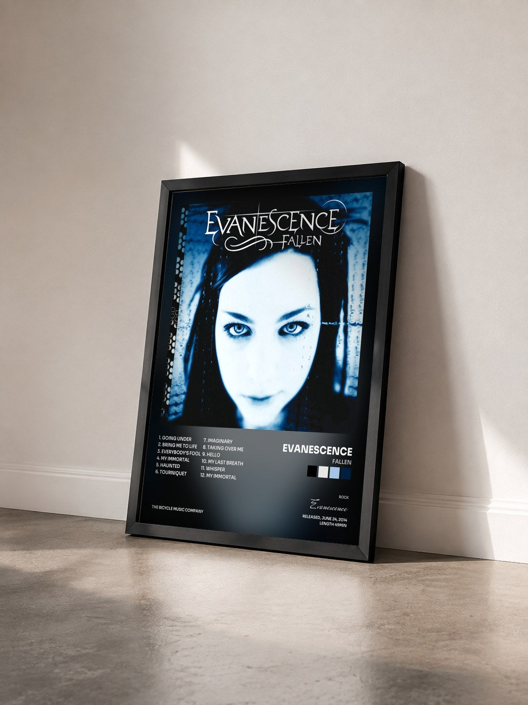 #noir Tableau de l'album Fallen de Evanescence vu de trois quarts, cadre noir
