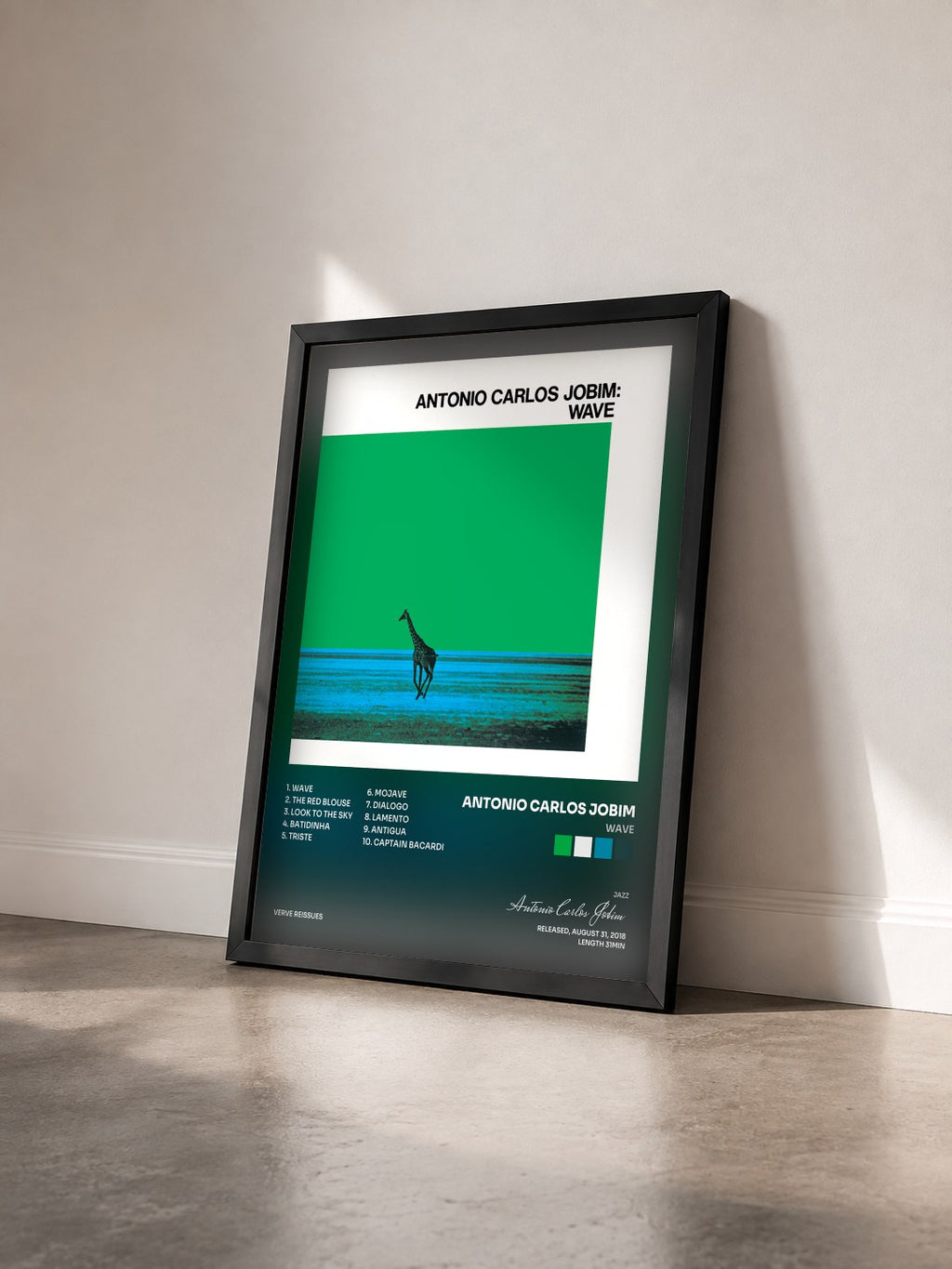 #noir Tableau de l'album Wave de Antonio Carlos Jobim vu de trois quarts, cadre noir
