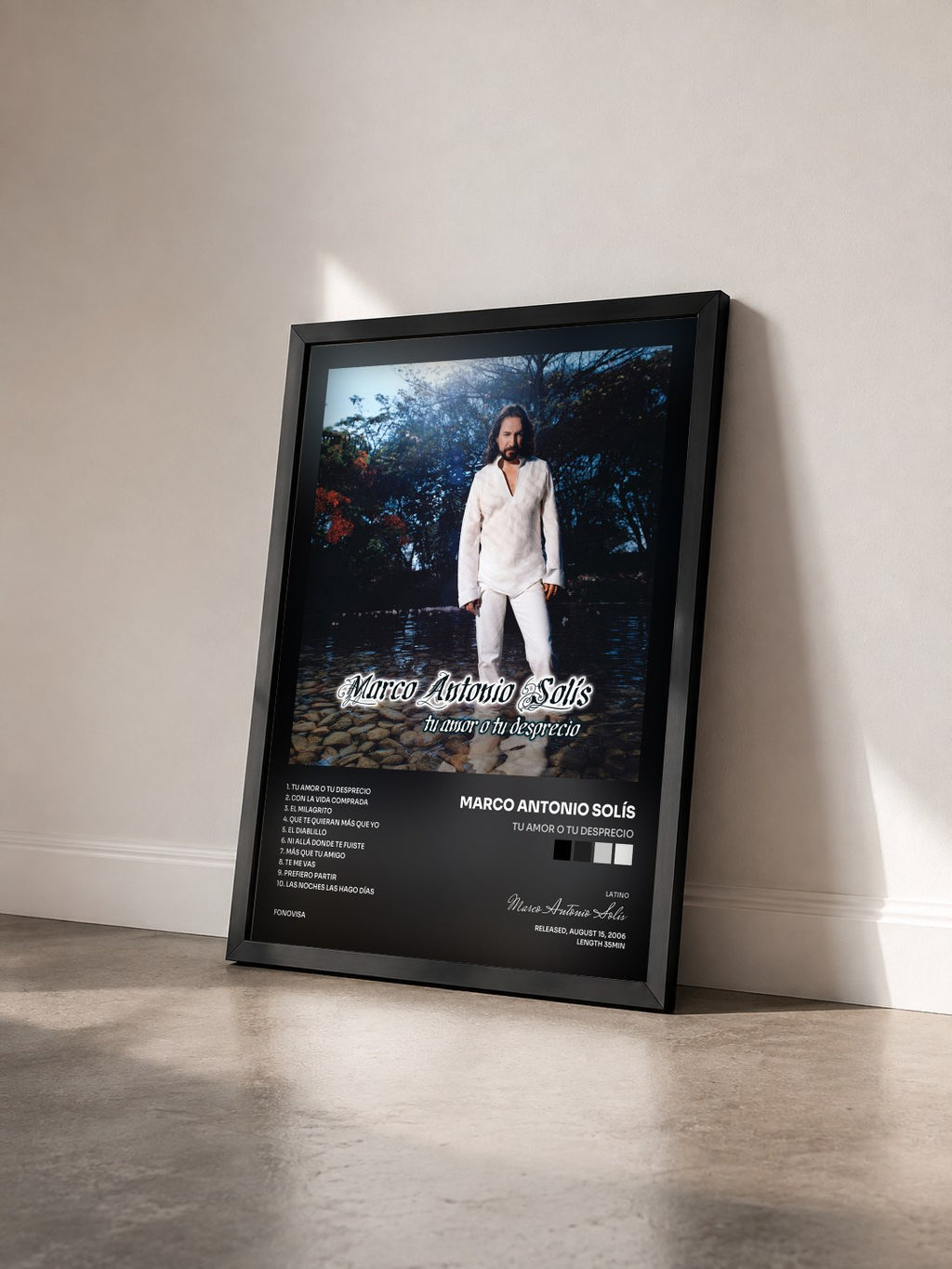 #noir Tableau de l'album Tu Amor O Tu Desprecio de Marco Antonio Solís vu de trois quarts, cadre noir