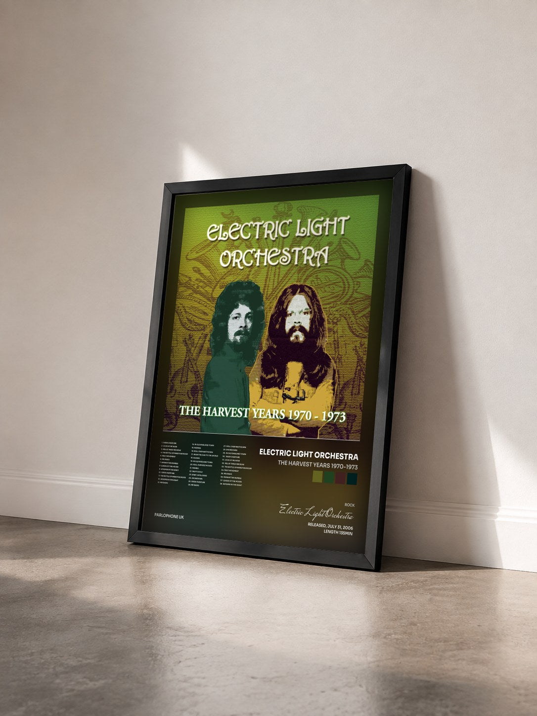 #noir Tableau de l'album The Harvest Years 1970-1973 de Electric Light Orchestra vu de trois quarts, cadre noir