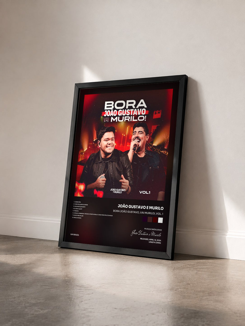 #noir Tableau de l'album Bora João Gustavo, Vai Murilo!, Vol. 1 de João Gustavo e Murilo vu de trois quarts, cadre noir