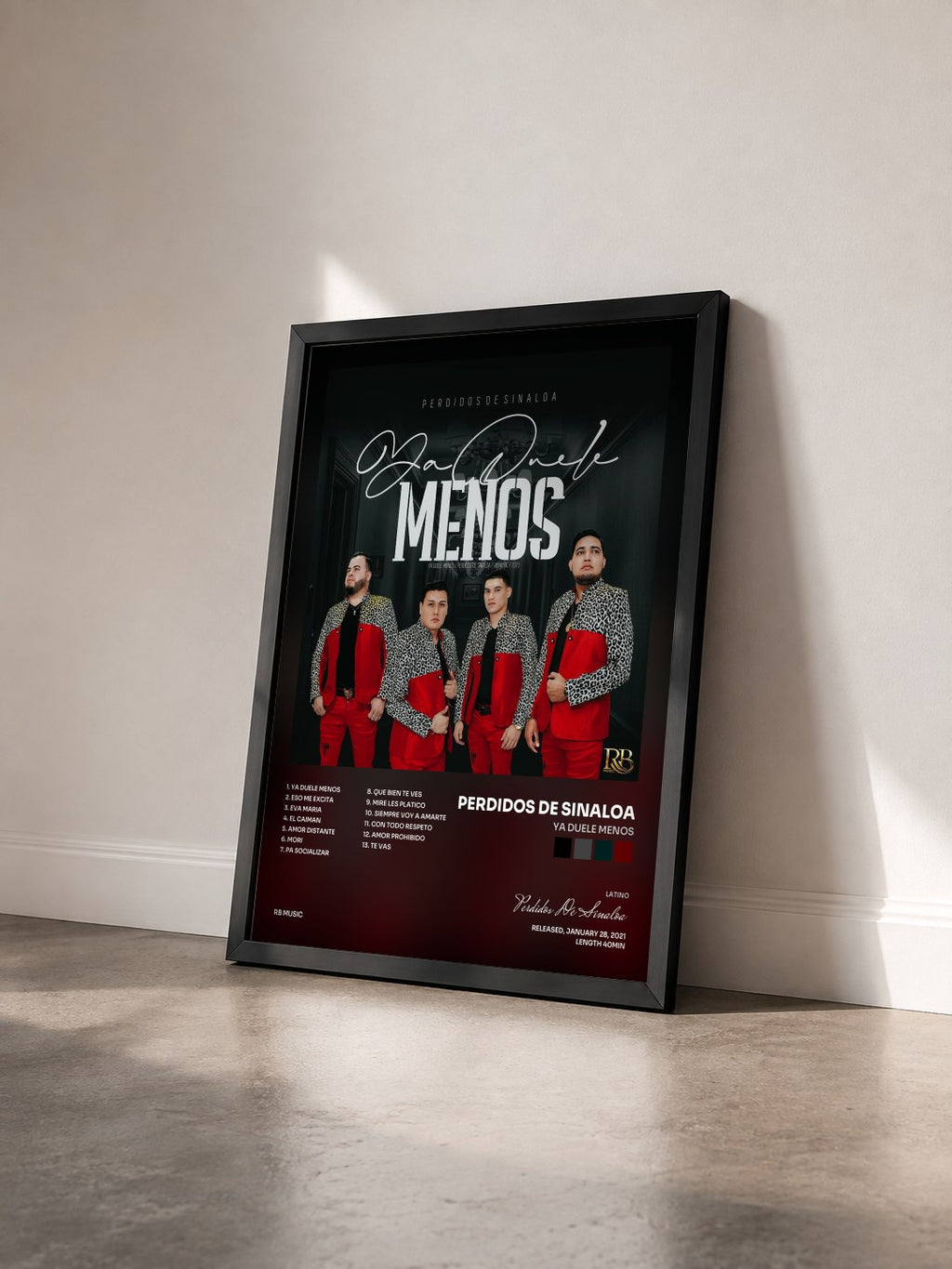 #noir Tableau de l'album Ya Duele Menos de Perdidos De Sinaloa vu de trois quarts, cadre noir