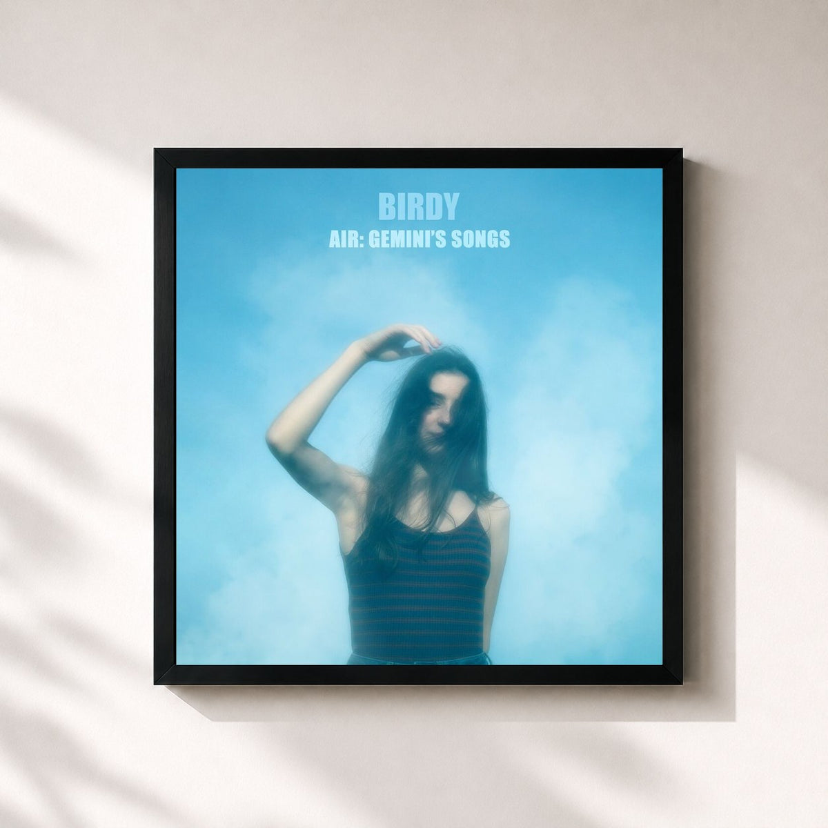 #noir Tableau carré de l'album Air: Gemini’s Songs de Birdy, cadre noir 32x32 cm