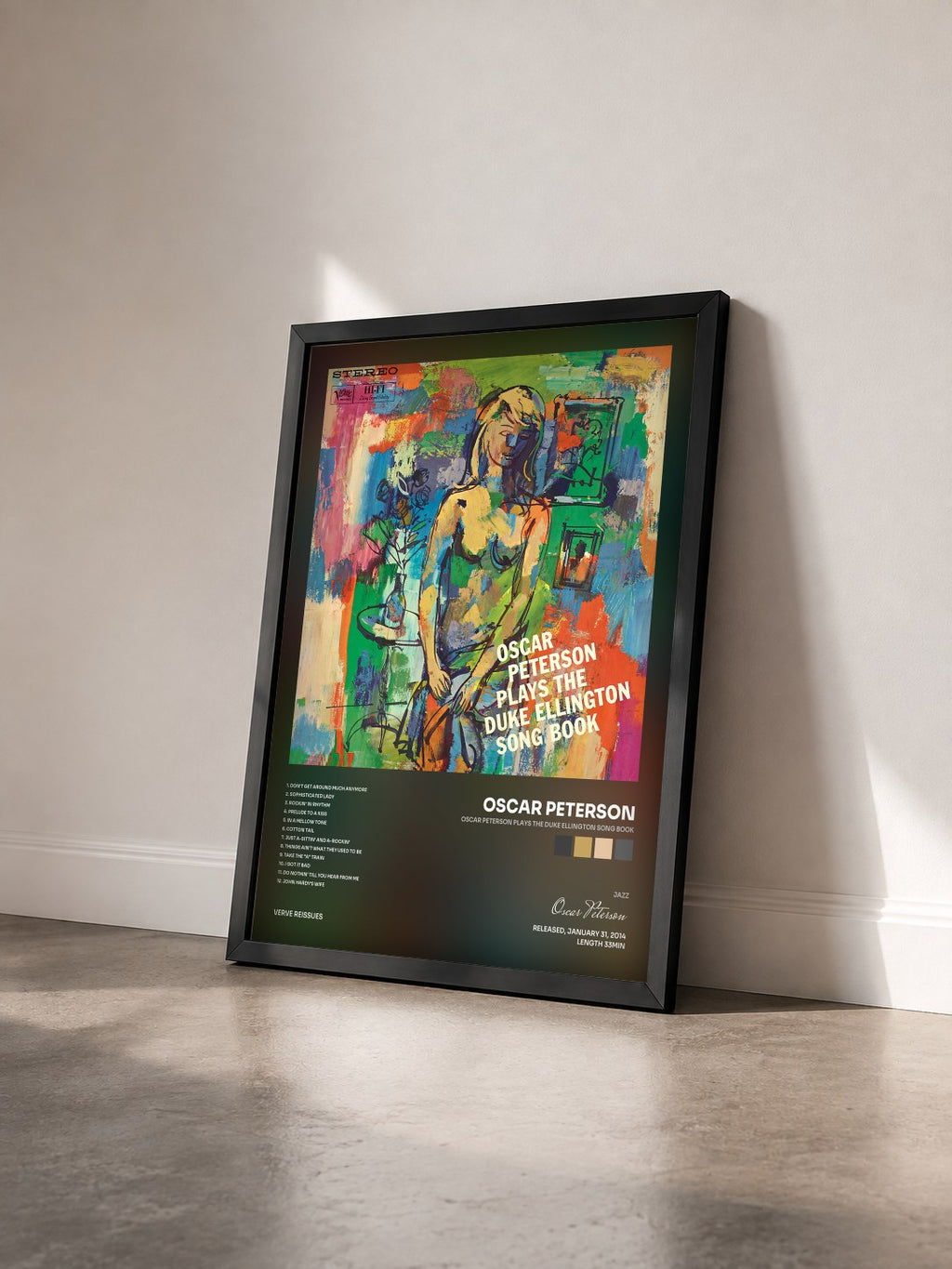 #noir Oscar Peterson Plays The Duke Ellington Song Book von Oscar Peterson als gerahmter Kunstdruck von schräg gesehen, schwarzer Rahmen